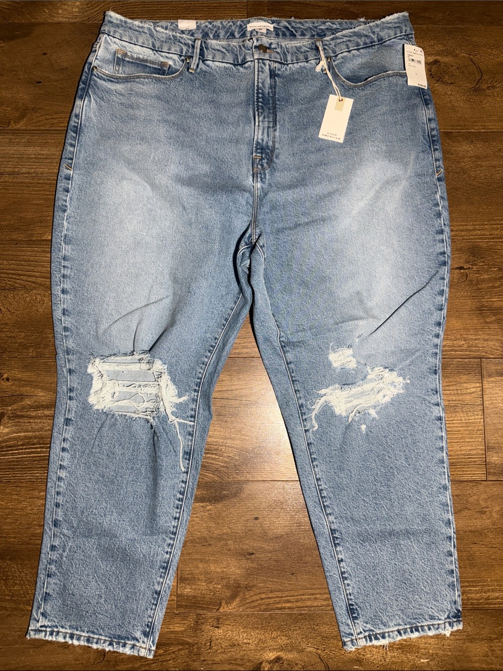 Good American Distressed Straight Leg Jeans - Size 22